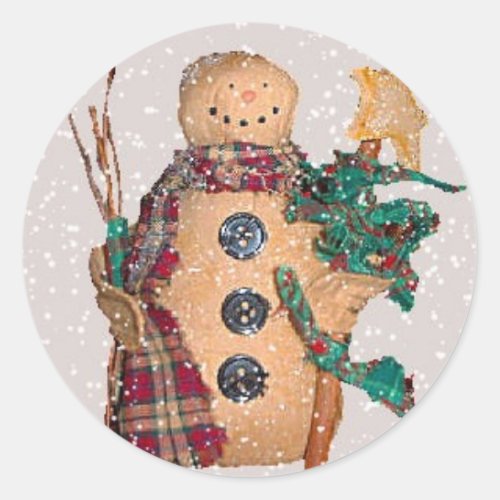 Primitive Snowman Sticker
