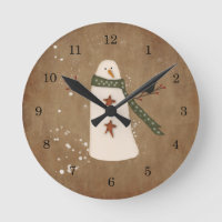 Primitive Snowman Wall Clock