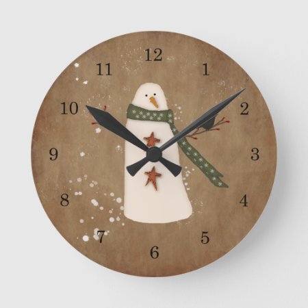 Primitive Snowman Wall Clock