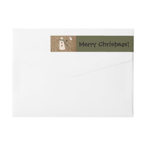 Primitive Snowman Wraparound Address Label