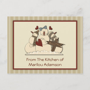 Primitive Snowmen Recipe Cards