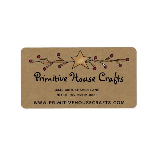 PRIMITIVE STAR  BERRIES ON KRAFT RETURN ADDRESS LABEL