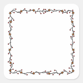 Primitive Stars, Berries & Twigs Square Wreath Sticker