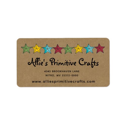 Primitive Stars on Kraft Shipping Label 