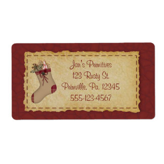 Primitive Stocking Holiday Business Label