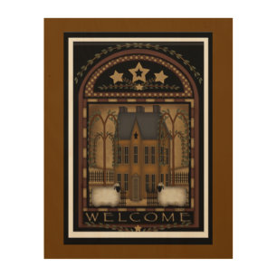 Primitive Style Wood Wall Art 11x14