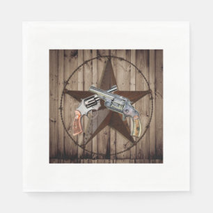 Primitive texas star western country cowboy pistol paper napkins