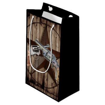 Primitive Texas Star Western Country Cowboy Pistol Small Gift Bag by CottageCountryDecor at Zazzle