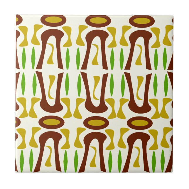 Primitive Tiki Jungle Pattern Ceramic Tile (Front)