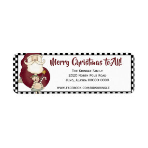 Primitive Waving Santa Claus Return Address Label