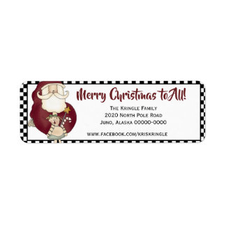 Primitive Waving Santa Claus Return Address Label