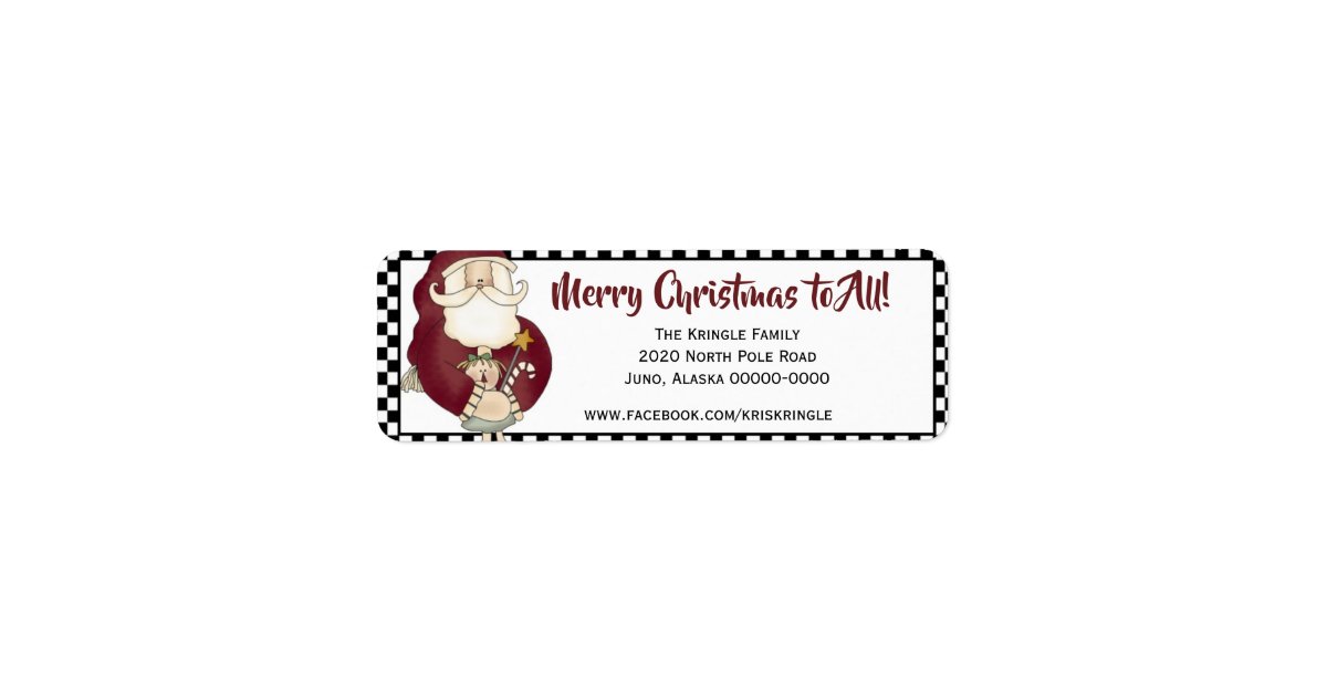 Primitive Waving Santa Claus Return Address Label | Zazzle.com