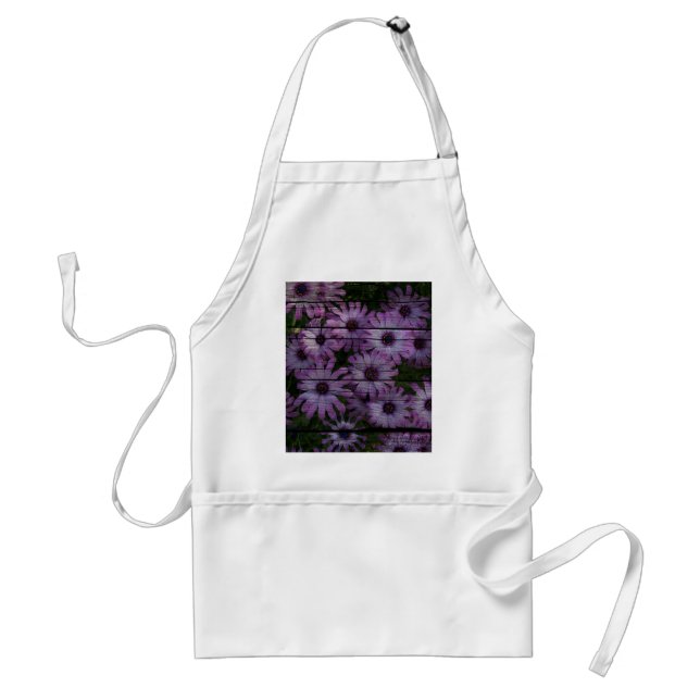 Primitive Western Country Barn Board purple daisy Adult Apron (Front)