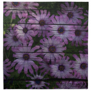 Primitive Western Country Barn plank purple daisy Cloth Napkin