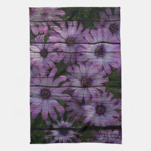 Primitive Western Country Barn plank purple daisy Towel