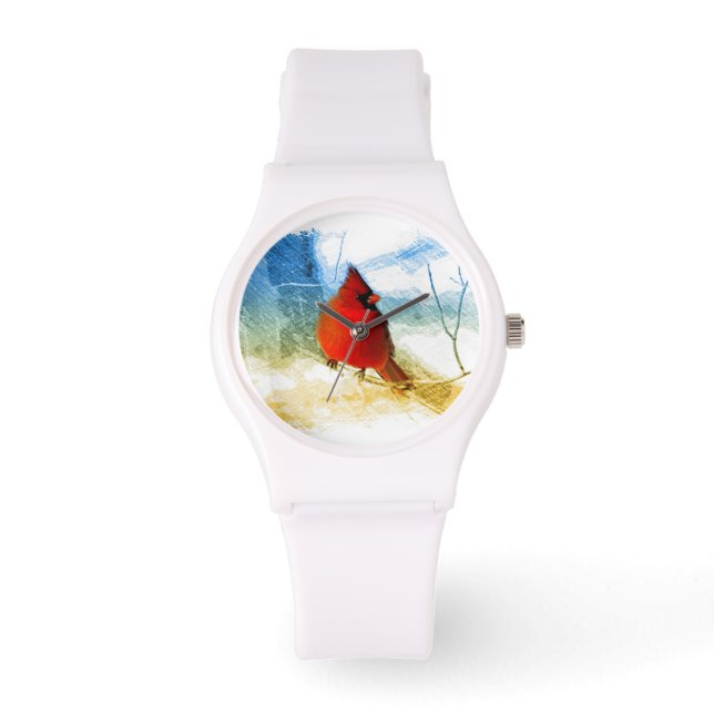 Primitive western country christmas red cardinal watch (Front)