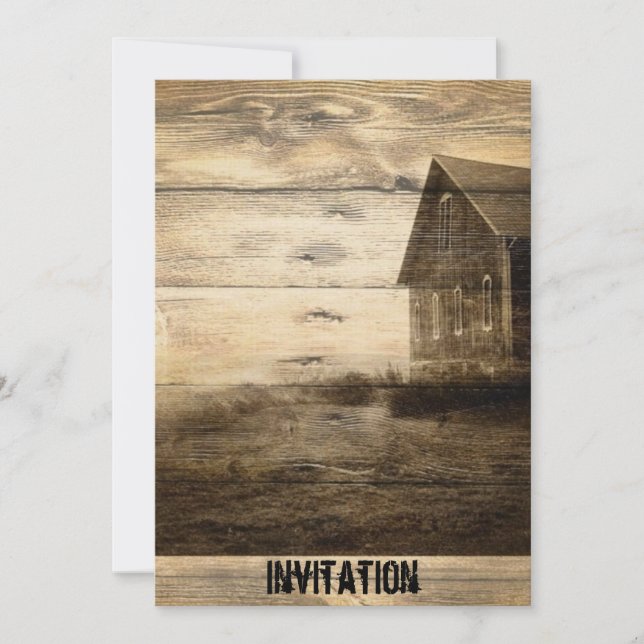 primitive western country farmhouse country cabin invitation (Front)
