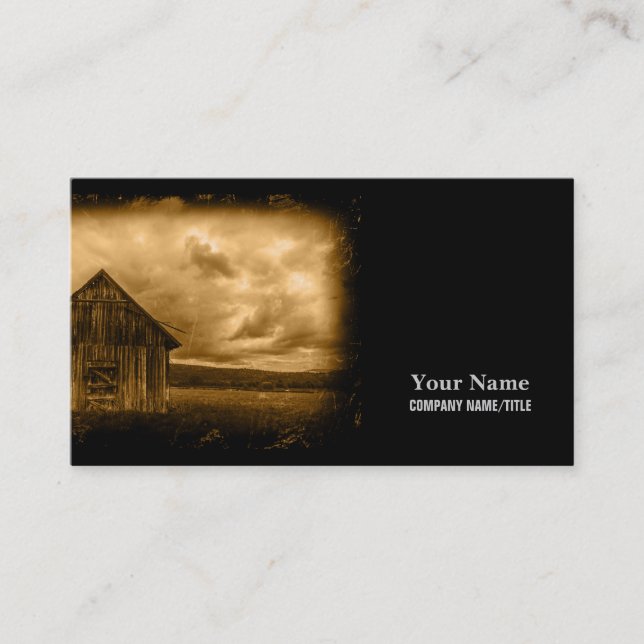 Primitive western country farmhouse old barn business card (Front)