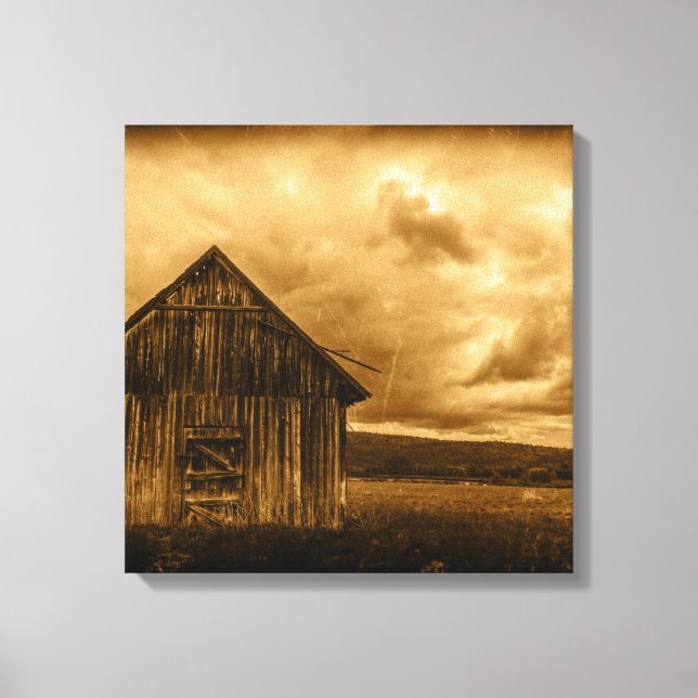 Primitive western country farmhouse old barn canvas print (Front)