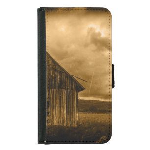 Primitive western country farmhouse old barn wallet phone case for samsung galaxy s5