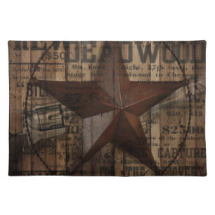 primitive wild western country Texas Lone Star Cloth Placemat