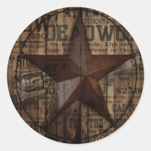 primitive wild western country Texas Star cowboy Classic Round Sticker