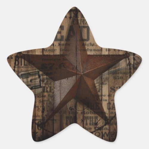 primitive wild western country Texas Star cowboy Star Sticker