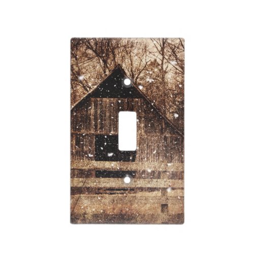 Primitive Winter Snow Country Rural Old Barn Light Switch Cover