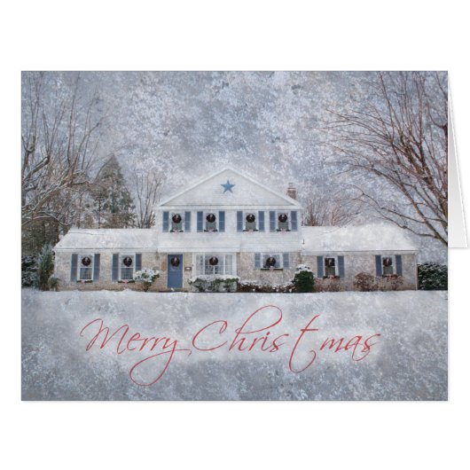 Primitive Winter Snow Country Rustic Open House (Front Horizontal)