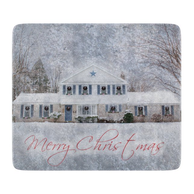 Primitive Winter Snow Country Rustic Open House Cutting Board (Front)