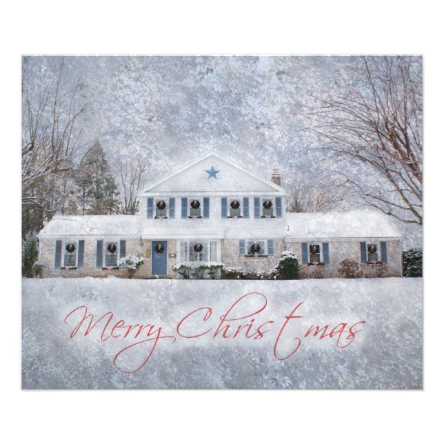 Primitive Winter Snow Country Rustic Open House Photo Print (Front)