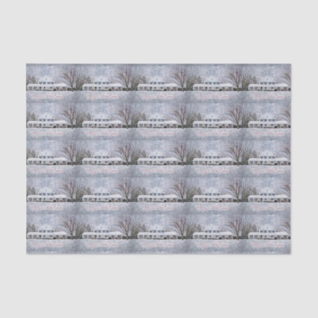 Primitive Winter Snow Country Rustic Open House Tissue Paper (Front)