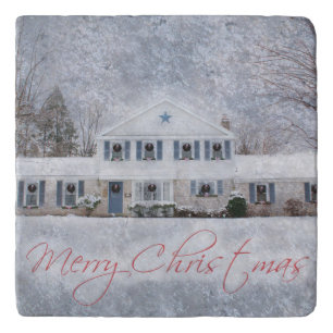 Primitive Winter Snow Country Rustic Open House Trivet