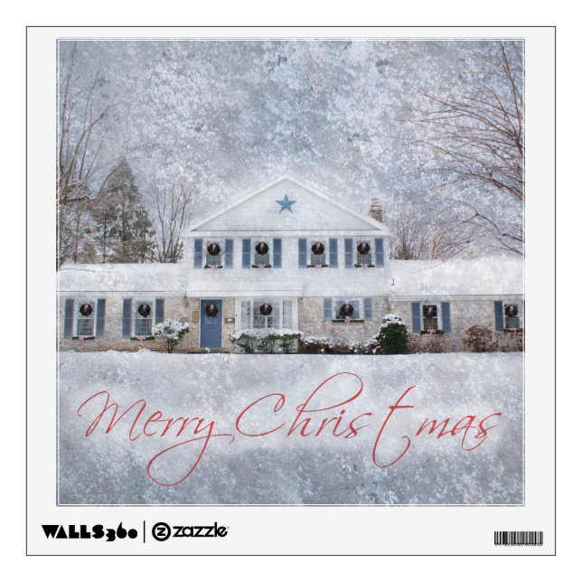 Primitive Winter Snow Country Rustic Open House Wall Decal (Front)