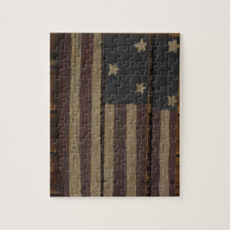 Primitive wood American flag Jigsaw Puzzle