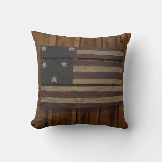 Primitive wood American flag pillow (Front)