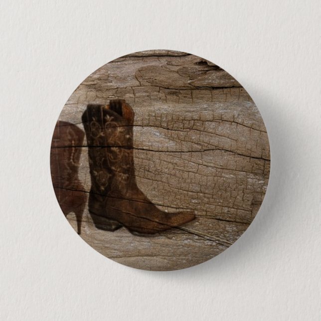 Primitive Wood grain Western country cowboy boots Button (Front)