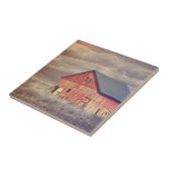 Primitive Wood Western Country farm Red Barn Ceramic Tile
