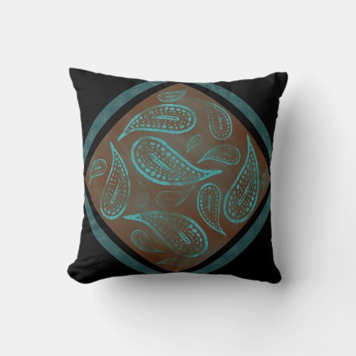 Primitive Zen Paisley Stacked Diamond Tile Throw Pillow