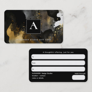 Primordial Sweep Black Gold Abstract Design Business Card