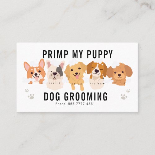 Primp My Puppy Dog Grooming Pet Business Card