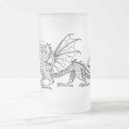 Primping Dragon Frosted Glass Beer Mug