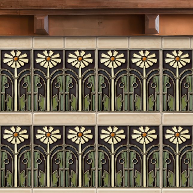 Primrose Art Deco Floral Wall Decor Art Nouveau Ceramic Tile (Creator Uploaded)