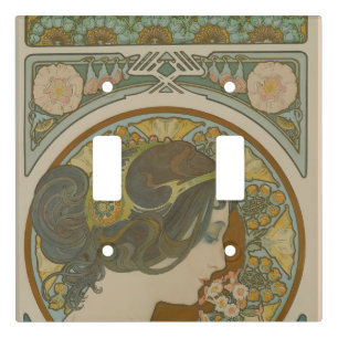 Primrose by Alphonse Mucha (1899) Light Switch Cover