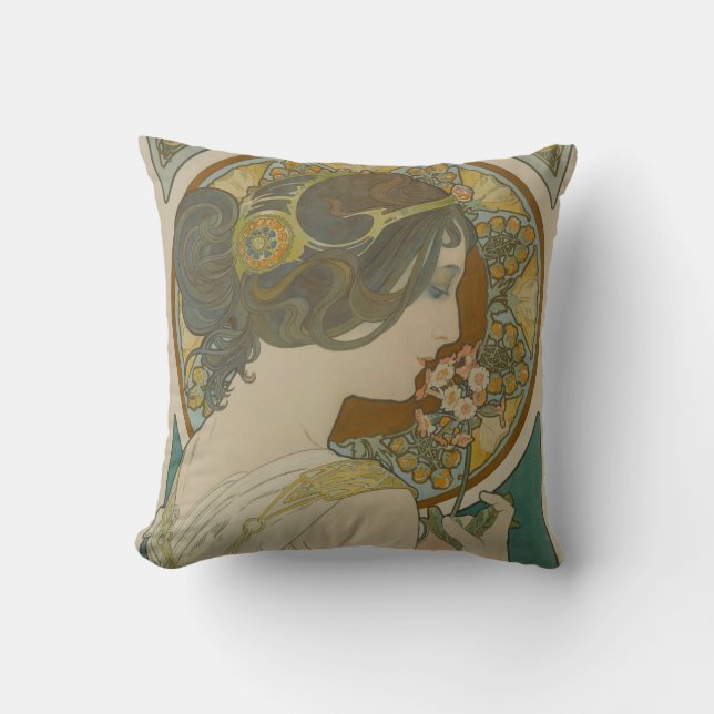 Primrose by Alphonse Mucha (1899) Throw Pillow (Front)
