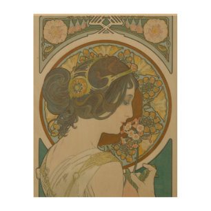 Primrose by Alphonse Mucha (1899) Wood Wall Art