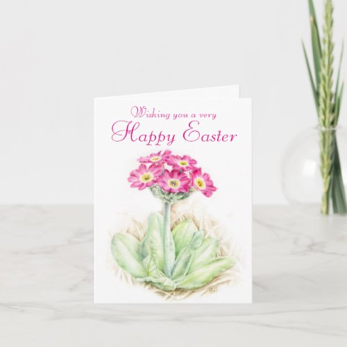 Primrose floral pink Easter card