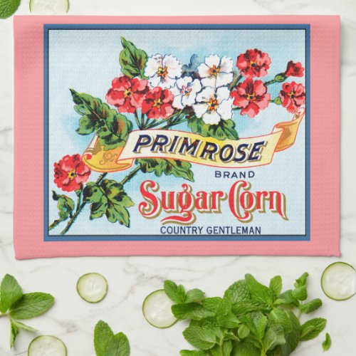 Primrose Flowers Vintage Crate Art Kitchen Towel