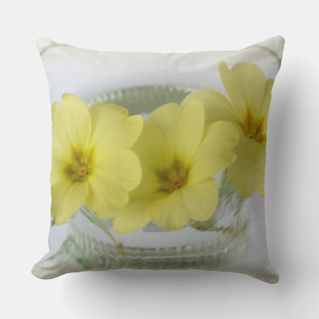 primrose in a coffee cup throw pillow (Front)