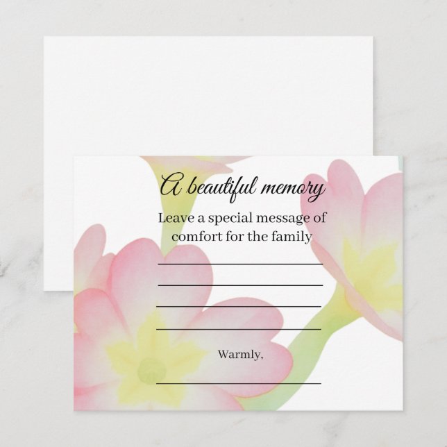 Primrose memorial message card (Front/Back)